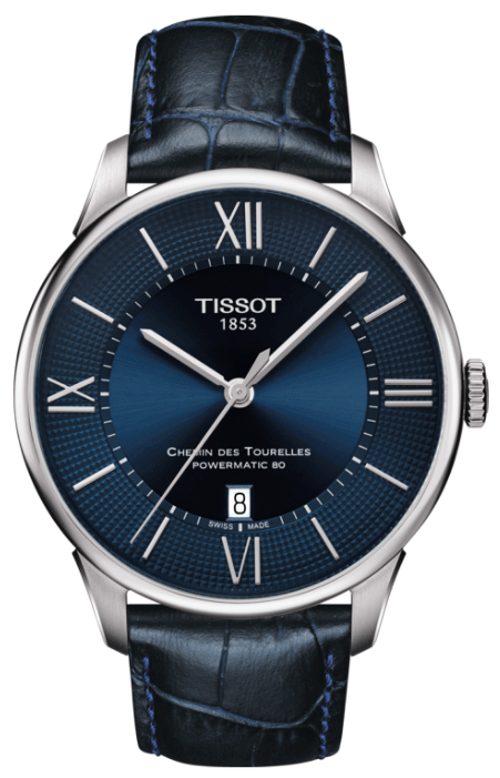 Tissot Chemin Des Tourelles Powermatic 80 Blue Dial Blue Leather Strap Watch for Men - T099.407.16.048.00