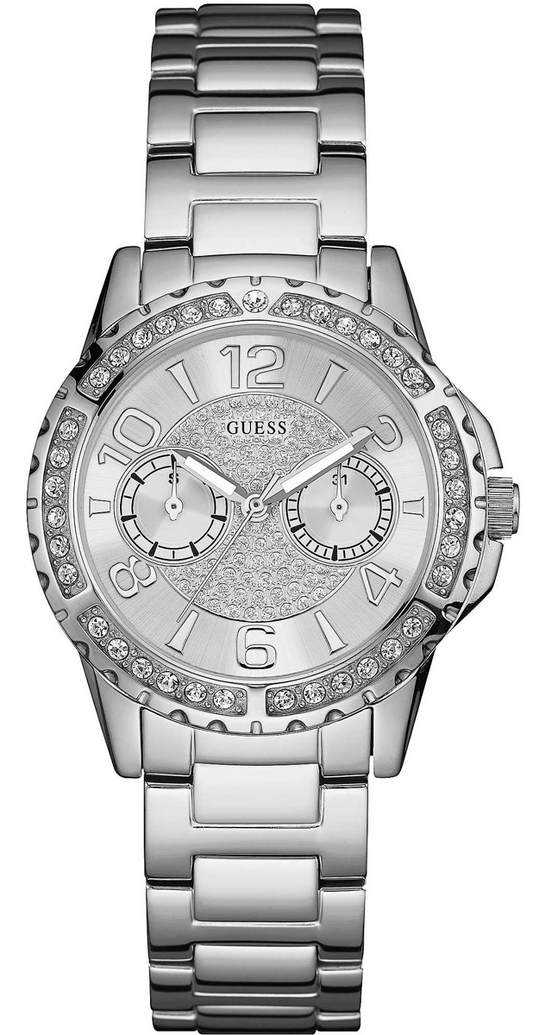 Guess Sassy Multifunction Quartz Silver Dial Silver Steel Strap Watch For Women - W0705L1