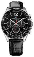 Tommy Hilfiger Luke Quartz Black Dial Black Leather Strap Watch for Men - 1791117