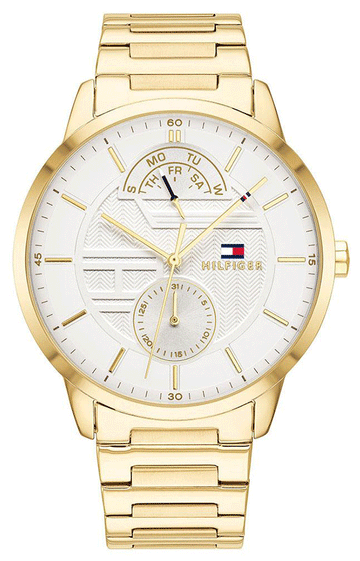 Tommy Hilfiger Hunter White Dial Gold Stainless Steel Strap Watch for Men - 1791609