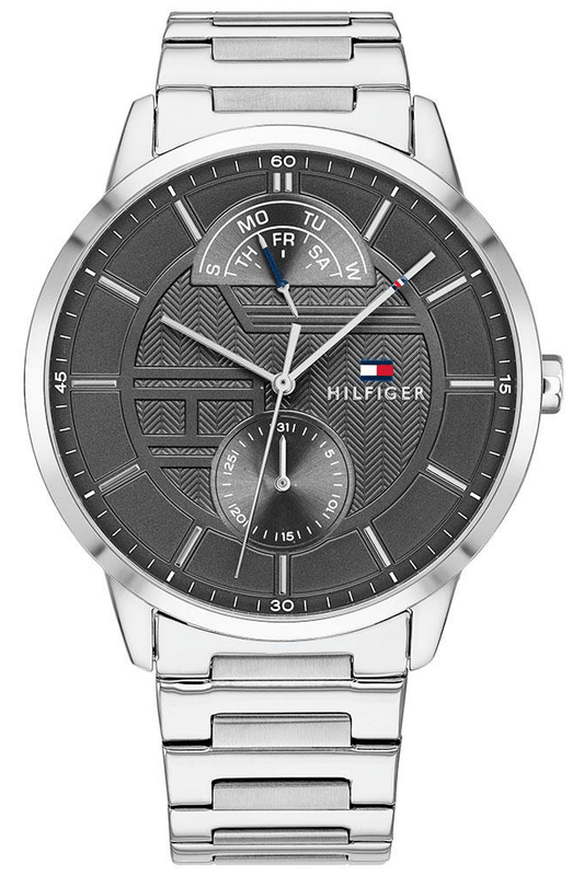 Tommy Hilfiger Hunter Grey Dial Silver Stainless Steel Strap Watch for Men - 1791608