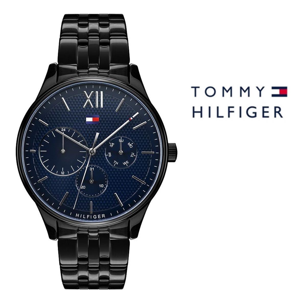 Tommy Hilfiger Damon Quartz Chronograph Blue Dial Black Steel Strap Watch for Men - 1791454