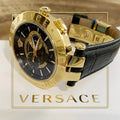 Versace V-Race Quartz Black Dial Black Leather Strap Watch For Men - VEBV00119