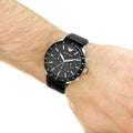 Emporio Armani Mario Chronograph Black Dial Black Leather Strap Watch For Men - AR11243