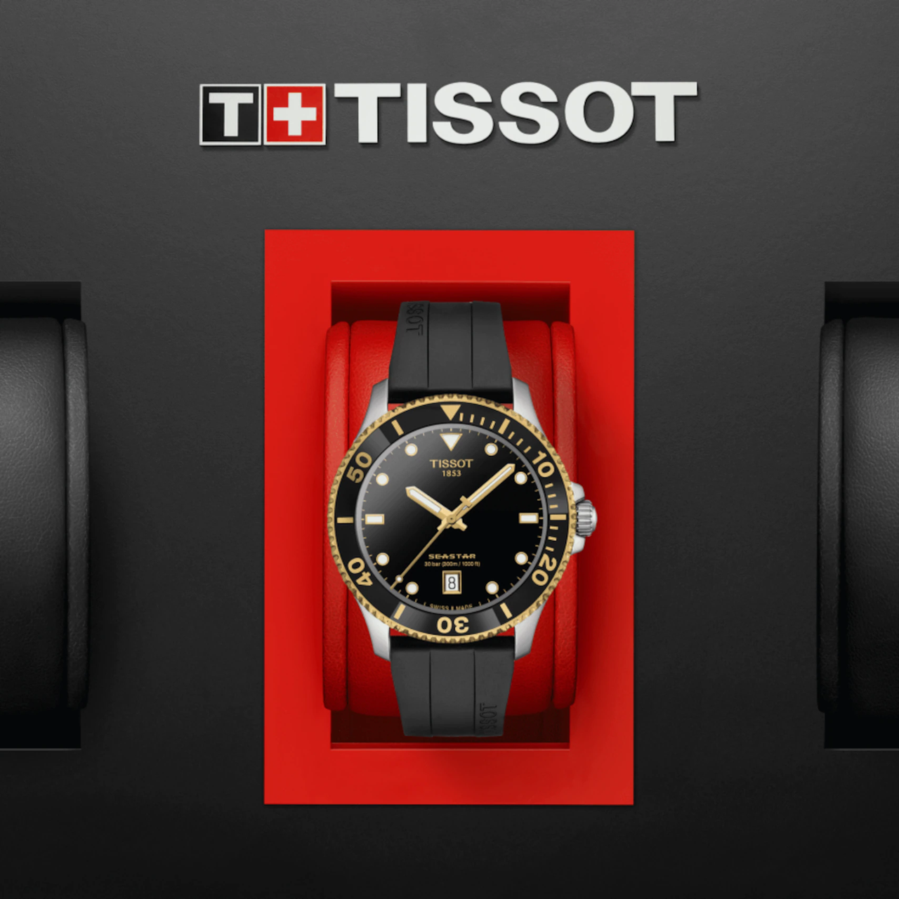 Tissot Seastar 1000 Black Dial Black Rubber Strap Watch For Men - T120.410.27.051.00