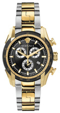 Versace V-Ray Chronograph Black Dial Two Tone Steel Strap Watch For Men - VE2I00421