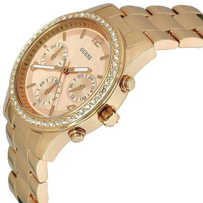 Guess Mini Spectrum Quartz Rose Gold Dial Rose Gold Steel Strap Watch For Women - W0122L3