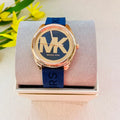 Michael Kors Janelle Three Hand Blue Dial Blue Rubber Strap Watch For Women - MK7140