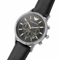 Emporio Armani Giovanni Analog Black Dial Black Leather Strap Watch For Men - AR11431