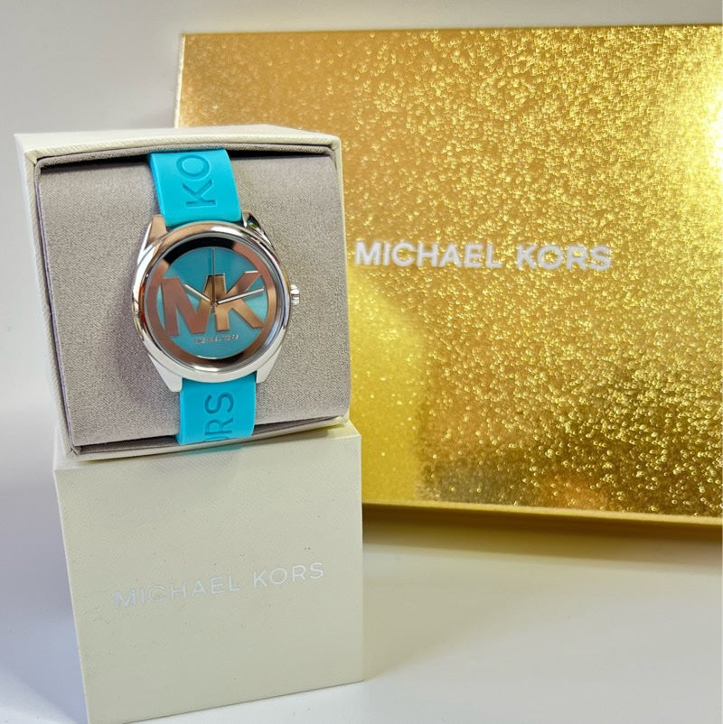 Michael Kors Janelle Quartz Blue Dial Blue Rubber Strap Watch For Women - MK7350