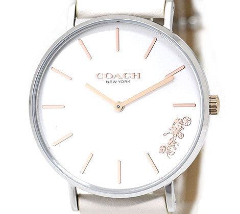 Coach Perry White Dial White Leather Strap Watch for Women - 14503117