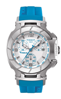 Tissot T Race Chronograph White Dial Blue Rubber Strap Watch for Women - T048.217.17.017.02