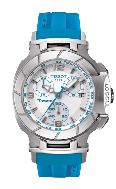 Tissot T Race Chronograph White Dial Blue Rubber Strap Watch for Women - T048.217.17.017.02