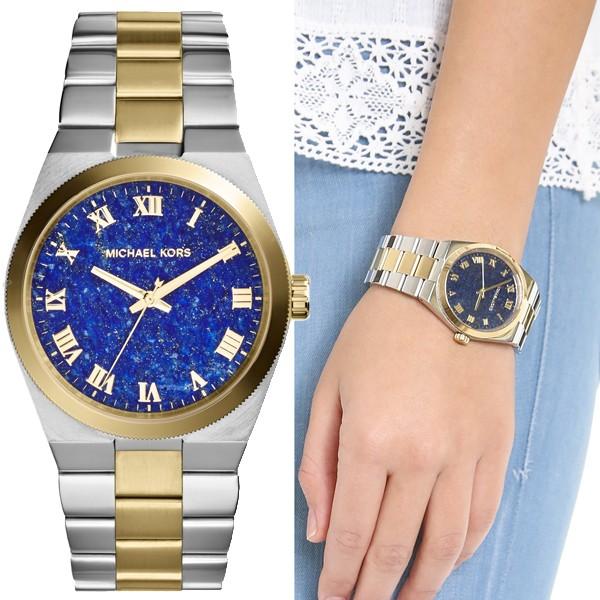 Michael Kors Channing Blue Dial Two Tone Steel Strap Watch For Women - MK5893