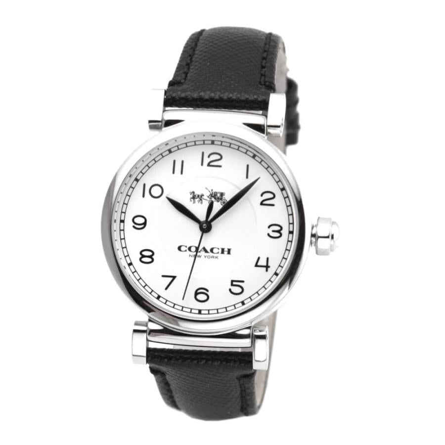 Coach Madison White Dial Black Leather Strap Watch for Women - 14502406