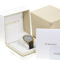 Versace V-Ray Chronograph Quartz Black Dial Brown Leather Strap Watch For Men - VEDB00318