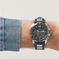 Guess Intrepid Chronograph Black Dial Two Tone Steel Strap Watch for Men - W0167G1