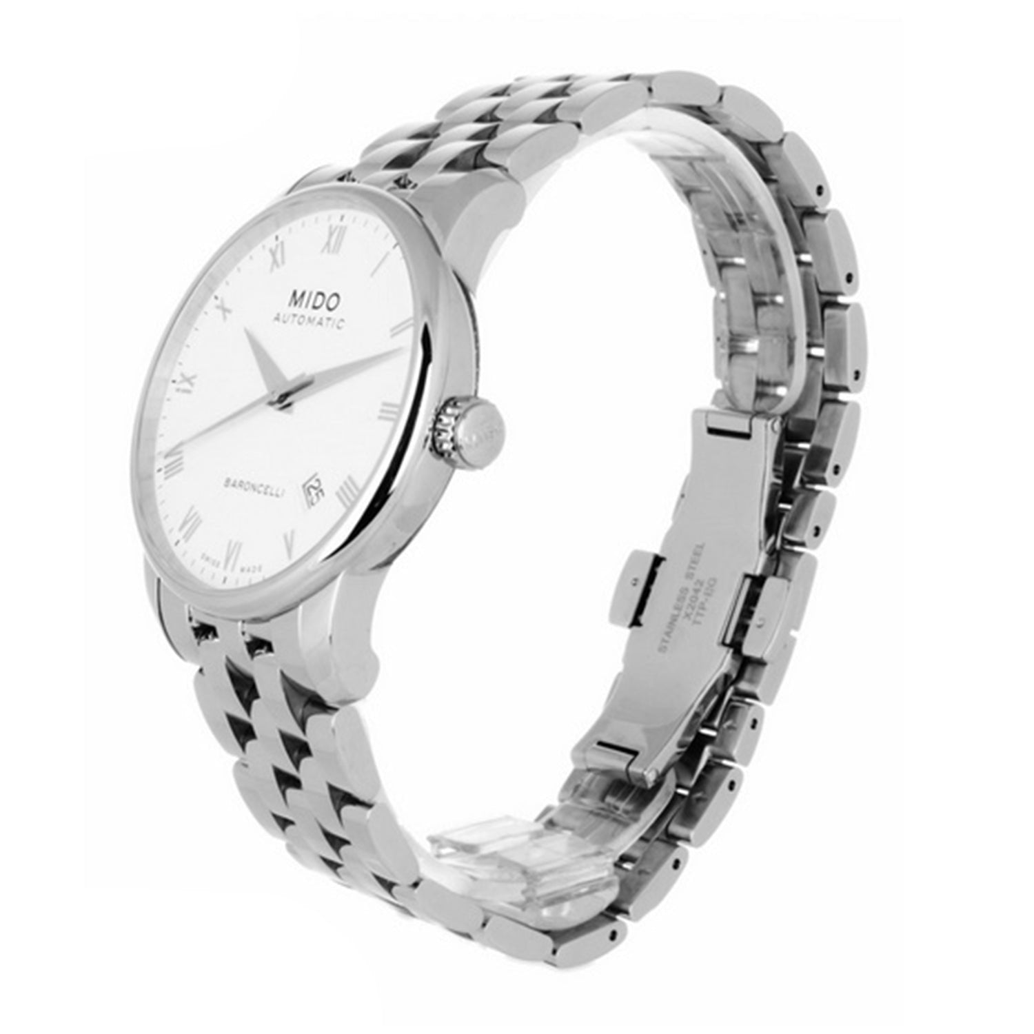 Mido Baroncelli II Automatic White Dial Silver Steel Strap Watch For Men - M8600.4.26.1