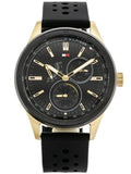 Tommy Hilfiger Austin Black Dial Black Rubber Strap Watch for Men - 1791636