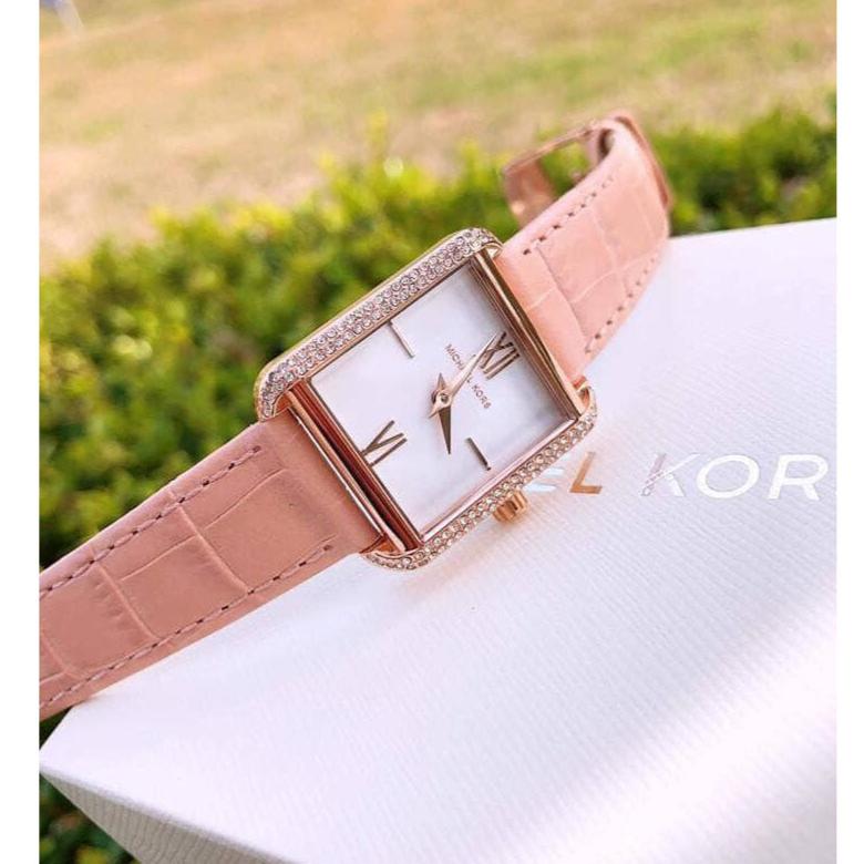 Michael Kors Lake Quartz White Dial Pink Leather Strap Watch For Women - MK2763