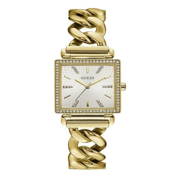 Guess Vanity Diamonds Silver Dial Gold Steel Strap Watch for Women - W1030L2