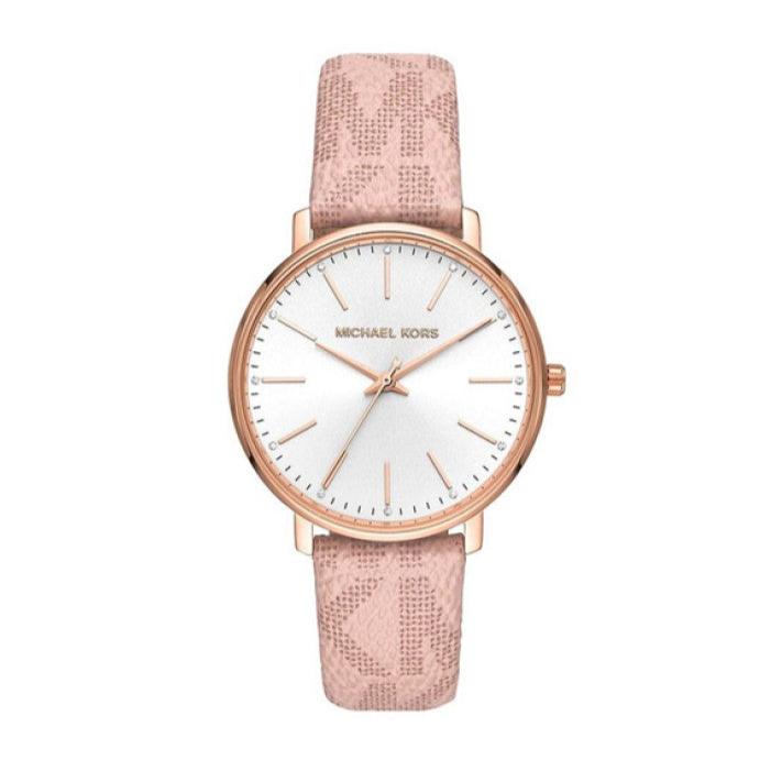 Michael Kors Pyper Quartz White Dial Pink Leather Strap Watch For Women - MK2859