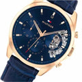 Tommy Hilfiger Baker Chronograph Quartz Blue Dial Blue Leather Strap Watch For Men - 1710451