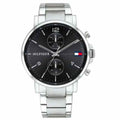 Tommy Hilfiger Daniel Black Dial Silver Steel Strap Watch for Men - 1710413