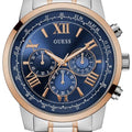 Guess Horizon Chronograph Blue Dial Two Tone Steel Strap Watch For Men - W0379G7