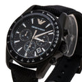 Emporio Armani Sigma Chronograph Black Dial Black Leather Strap Watch For Men - AR6131