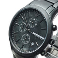 Emporio Armani Renato Chronograph Mother of Pearl Black Dial Black Steel Strap Watch For Men - AR11275