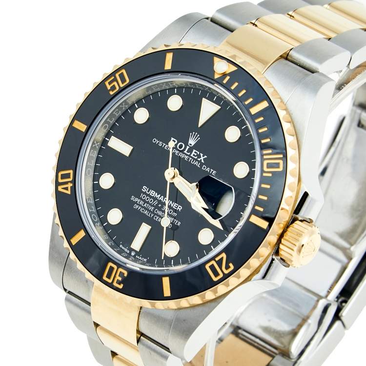 Rolex Submariner Date 41 Oyster Black Dial Two Tone Oystersteel & Yellow Gold Strap Watch for Men - M126613LN-0002