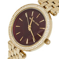 Michael Kors Darci Quartz Mother of Pearl Red Dial Gold Steel Strap Watch For Women - MK3583