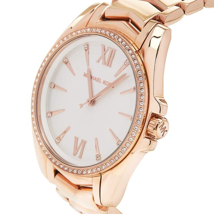 Michael Kors Whitney Quartz White Dial Rose Gold Steel Strap Watch For Women - MK6694