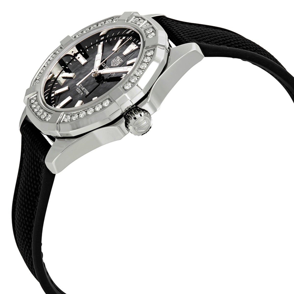 Tag Heuer Aquaracer Diamonds Mother of Pearl Black Dial Black Nylon Strap Watch for Women - WAY131P.FT6092