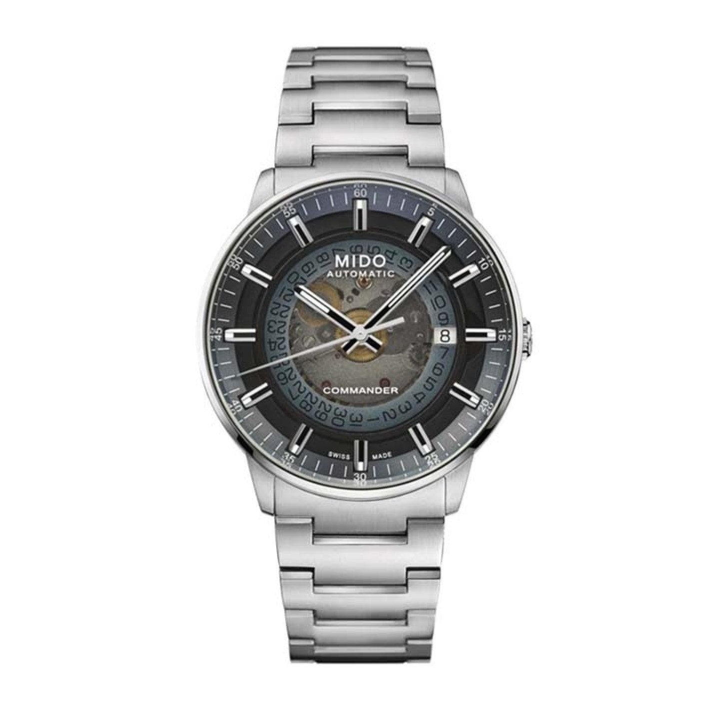 Mido Commander Automatic Gradient Blue Dial Silver Steel Strap Watch For Men - M021.407.11.411.01