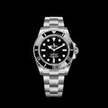 Rolex Submariner Black Dial Silver Steel Strap Watch for Men - M124060-0001