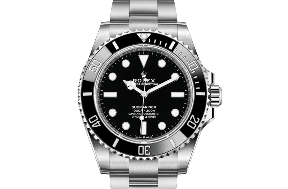 Rolex Submariner Black Dial Silver Steel Strap Watch for Men - M124060-0001