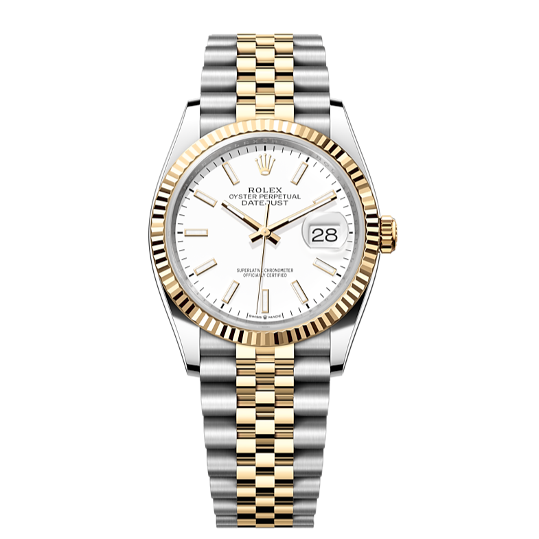 Rolex Datejust 36mm White Dial Two Tone Jubilee Bracelet Watch for Women - M126233-0019