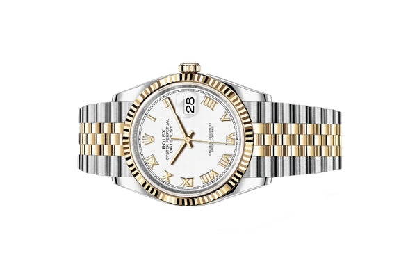 Rolex Datejust 36mm White Dial Two Tone Jubilee Bracelet Watch for Women - M126233-0019