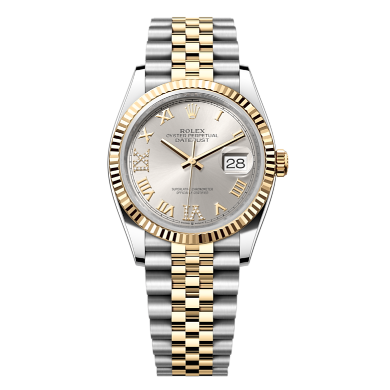 Rolex Datejust 36 Silver Dial Two Tone Oyster Steel & Yellow Gold Strap Watch for Women - M126233-0031