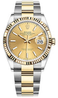 Rolex Datejust 36mm Yellow Gold Champagne Two Tone Steel Strap Watch for Men - M126233-0016