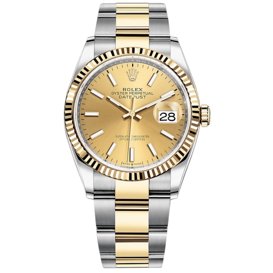 Rolex Datejust 36mm Yellow Gold Champagne Two Tone Steel Strap Watch for Men - M126233-0016