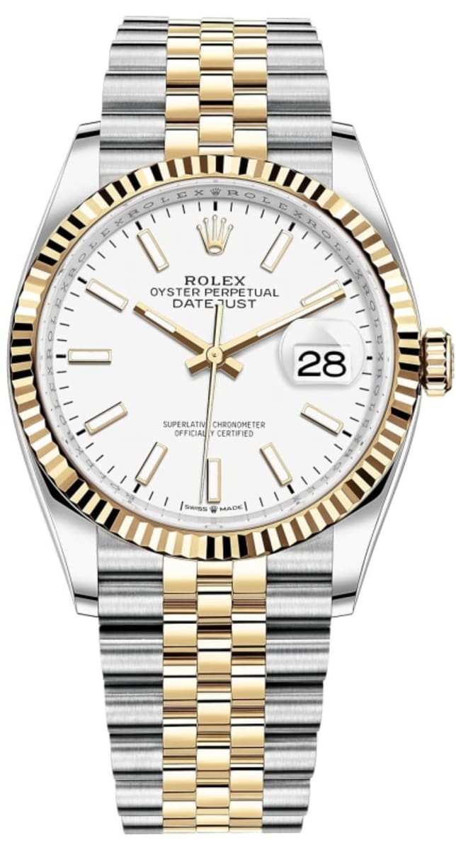 Rolex Datejust 36mm White Dial Two Tone Jubilee Bracelet Watch for Women - M126233-0019