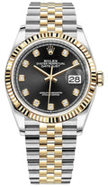 Rolex Datejust 36 Oyster Black Dial Two Tone Oystersteel & Yellow Gold Jubilee Bracelet Watch for Women - M126233-0021