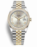 Rolex Datejust 36 Oyster Diamonds Silver Dial Two Tone Oystersteel Yellow Gold Strap Watch for Men - M126283RBR-0017