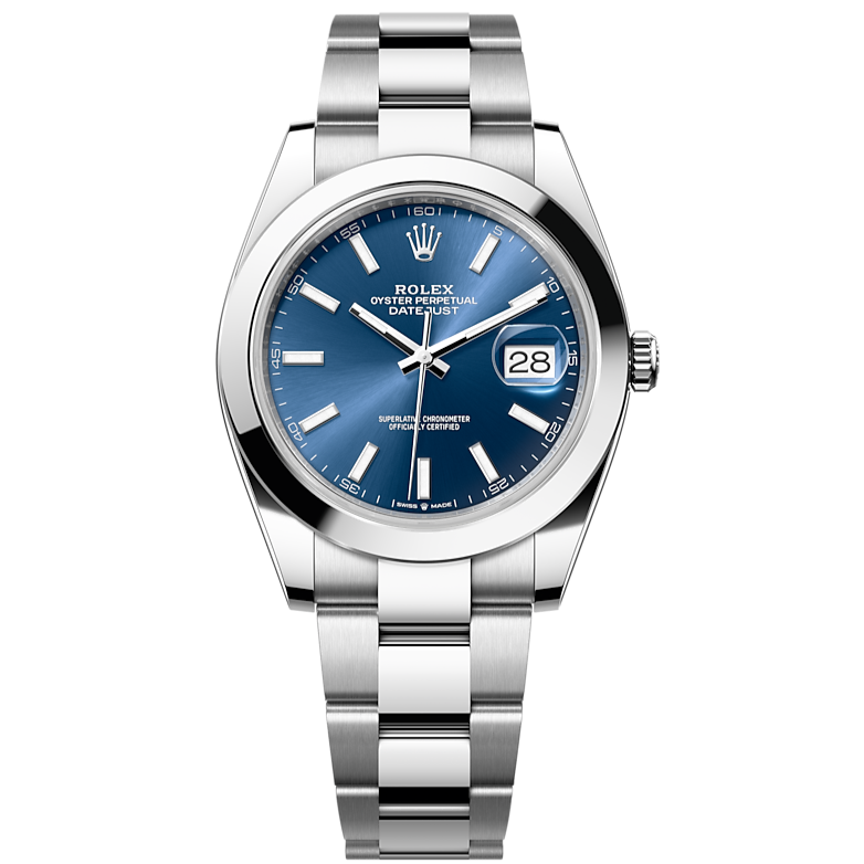 Rolex Datejust 41 Oyster Blue Dial Oystersteel Strap Watch for Men - M126300-0001