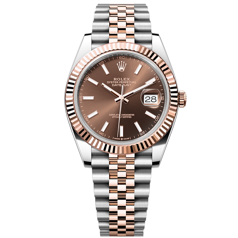 Rolex Datejust 41 Oyster Chocolate Dial Two Tone Oystersteel & Everose Gold Jubilee Bracelet Watch for Men - M126331-0002