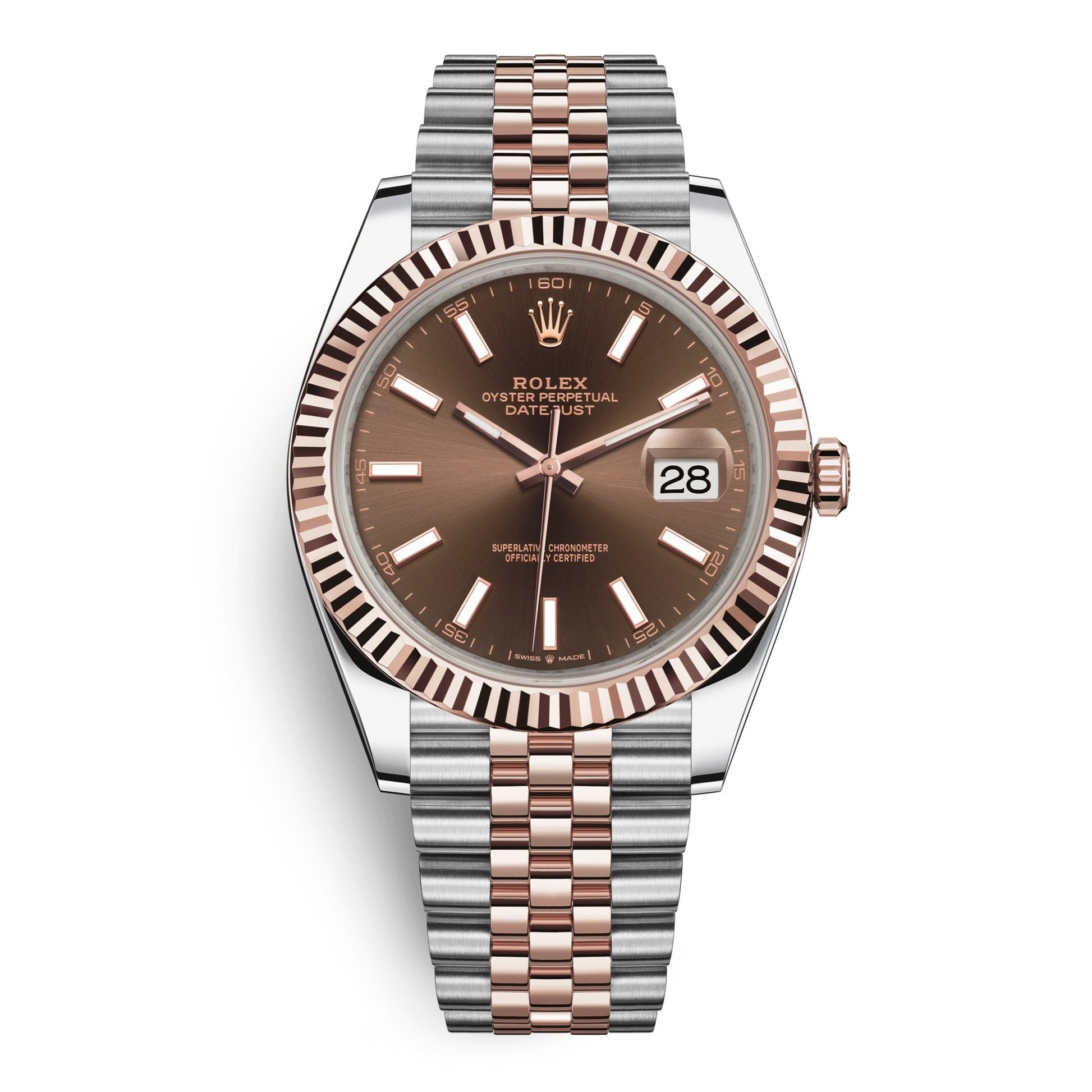 Rolex Datejust 41 Oyster Chocolate Dial Two Tone Oystersteel & Everose Gold Jubilee Bracelet Watch for Men - M126331-0002