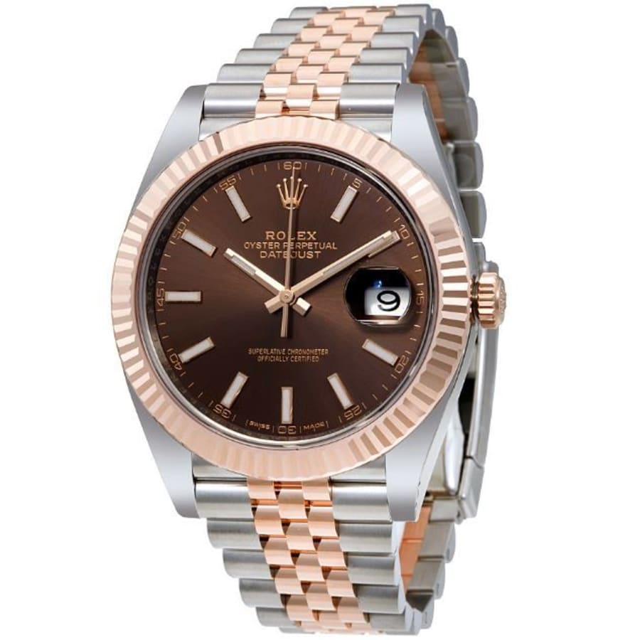 Rolex Datejust 41 Oyster Chocolate Dial Two Tone Oystersteel & Everose Gold Jubilee Bracelet Watch for Men - M126331-0002